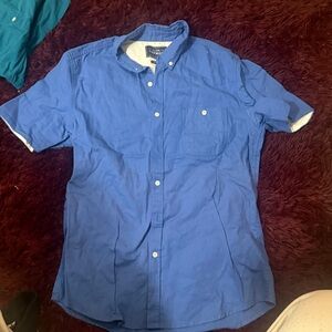 Blue Short Sleeve Button-Up Shirt